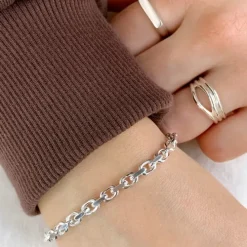 Bnh anker facet armbånd i sølv 21 cm x 4,0 mm
