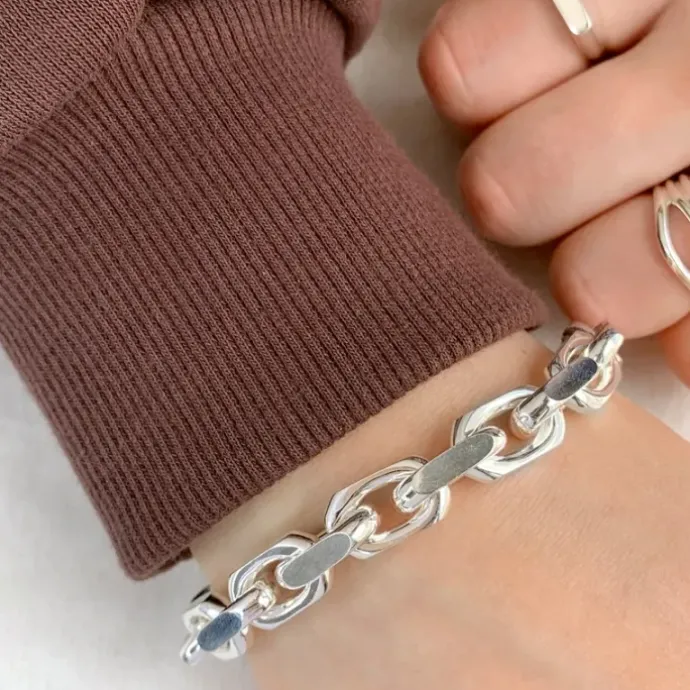 Bnh anker facet armbånd i sølv 21 cm x 9,0 mm