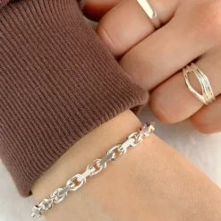 Bnh anker facet armbånd i sølv 21 cm x 4,5 mm