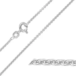 BNH anker rund armbånd i 14 karat hvidguld 18,5 cm x 1,5 mm