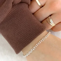 BNH anker rund armbånd i sølv 21 cm x 4,0 mm