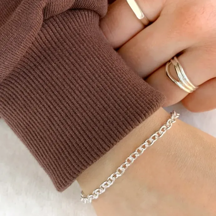 BNH anker rund armbånd i sølv 21 cm x 4,0 mm