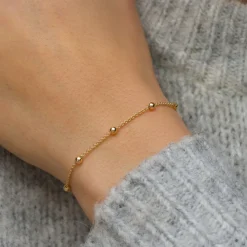 BNH Anker rund armbånd M. kugle i 8 karat guld 17 cm x 1,3 mm
