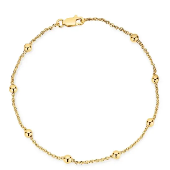 BNH Anker rund armbånd M. kugle i 8 karat guld 21 cm x 1,3 mm