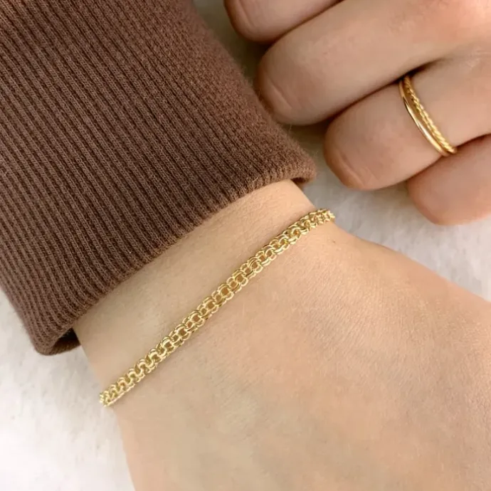 BNH bismarkarmbånd i 14 karat guld 18,5 cm x 3,5 mm
