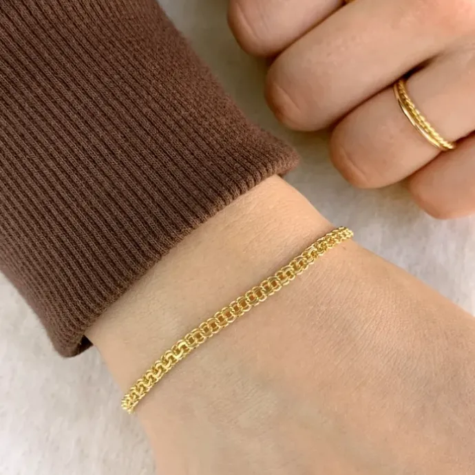 BNH bismarkarmbånd i 8 karat guld 18,5 cm x 3,5 mm