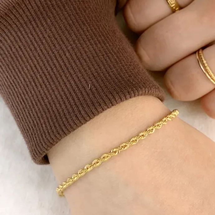 BNH cordelarmbånd i 14 karat guld 21 cm x 2,7 mm