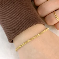 BNH cordelarmbånd i 14 karat guld 18,5 cm x 2,7 mm