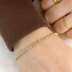 BNH cordelarmbånd i 14 karat guld 21 cm x 3,2mm