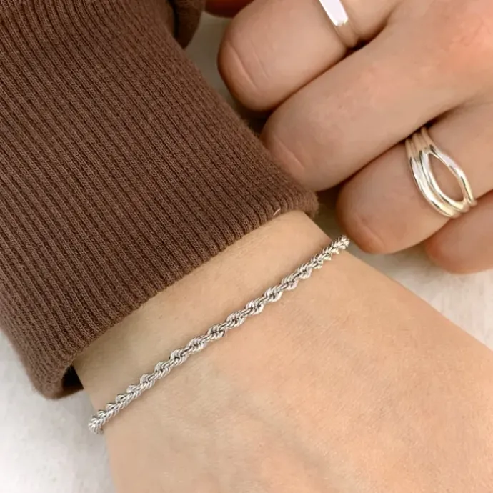 BNH cordelarmbånd i 14 karat hvidguld 18,5 cm x 2,7 mm