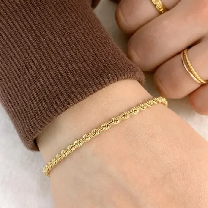 BNH cordelarmbånd i 14 karat guld 18,5 cm x 3,2 mm