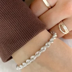 Bnh cordelarmbånd i sølv 21 cm x 4,5 mm
