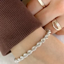 BNH cordelarmbånd i sølv 23 cm x 4,5 mm