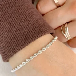 Bnh cordelarmbånd i sølv 18,5 cm x 3,2 mm