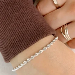 Bnh cordelarmbånd i sølv 23 cm x 3,2 mm