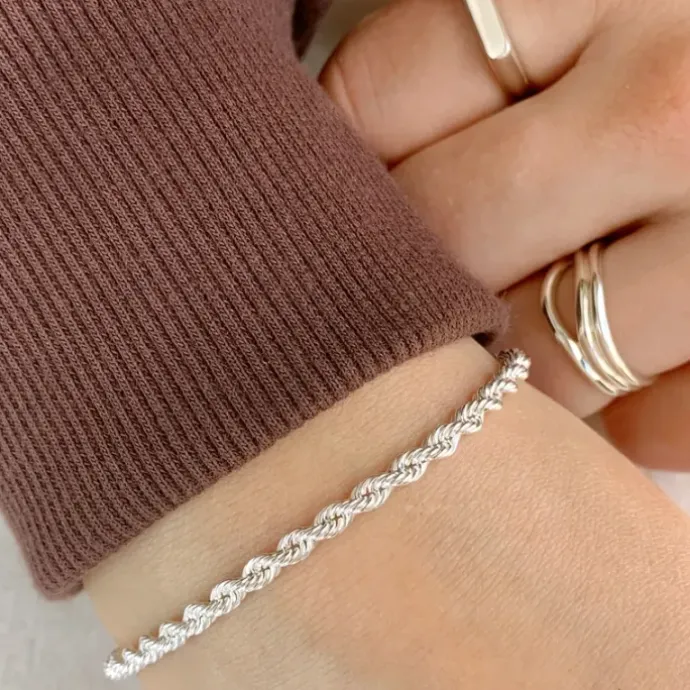 Bnh cordelarmbånd i sølv 21 cm x 3,2 mm