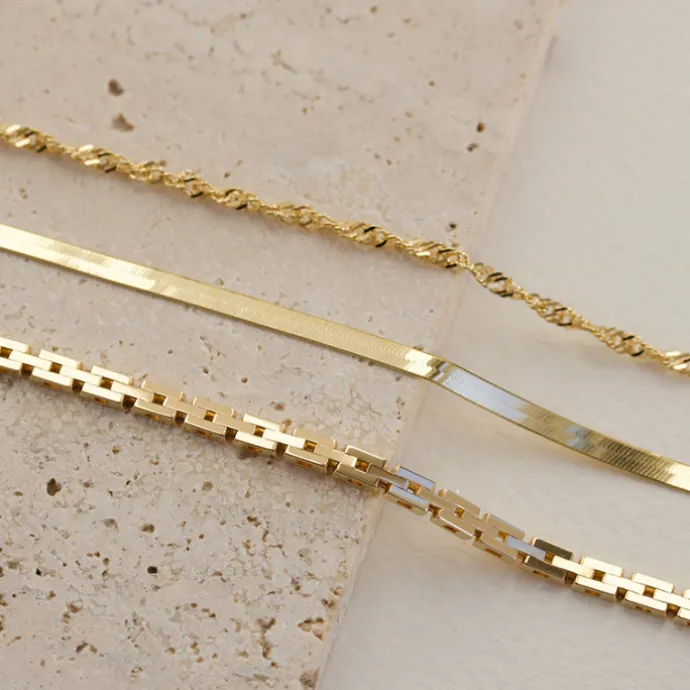 BNH murstenarmbånd i 14 karat guld 18,5 cm x 3,0 mm