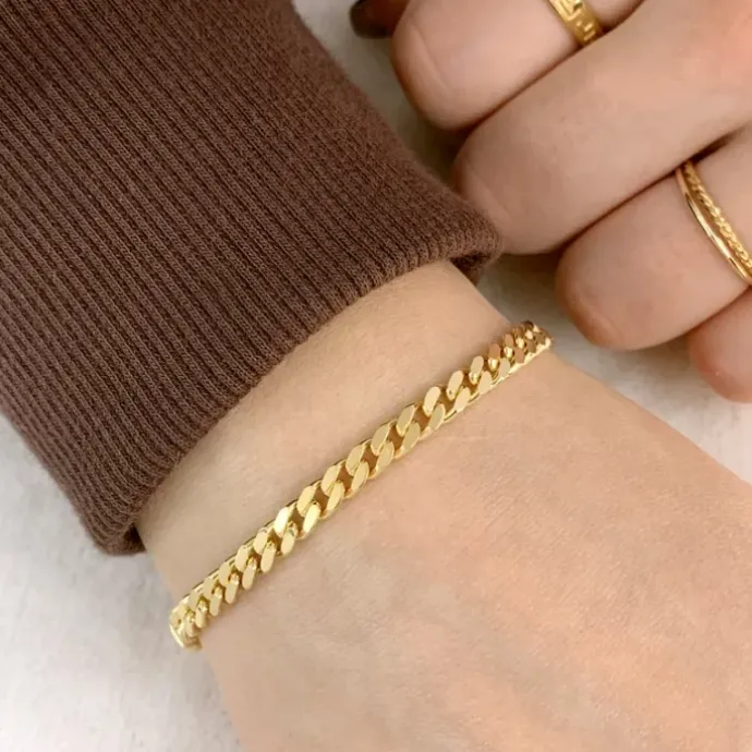 BNH panserarmbånd i 8 karat guld 21 cm x 4,7 mm