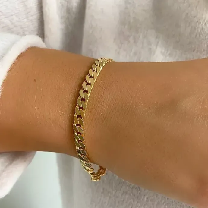 BNH panserarmbånd i forgyldt sølv 17 cm x 5,4 mm