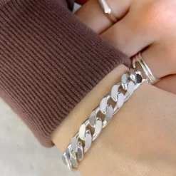 BNH panserarmbånd i sølv 21 cm x 8,6 mm