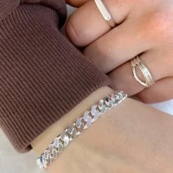 BNH panserarmbånd i sølv 18,5 cm x 6,6 mm