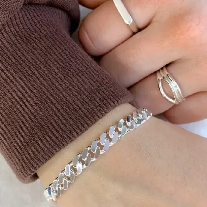 BNH panserarmbånd i sølv 18,5 cm x 6,6 mm
