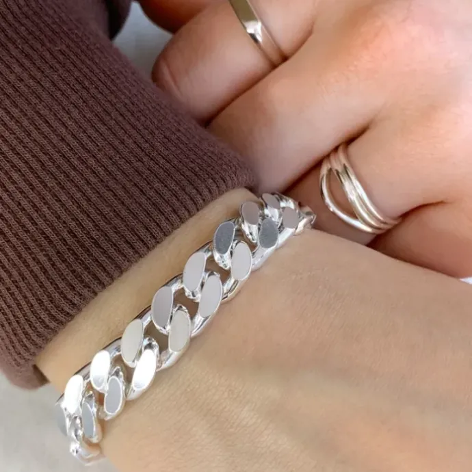 BNH panserarmbånd i sølv 18,5 cm x 10,5 mm