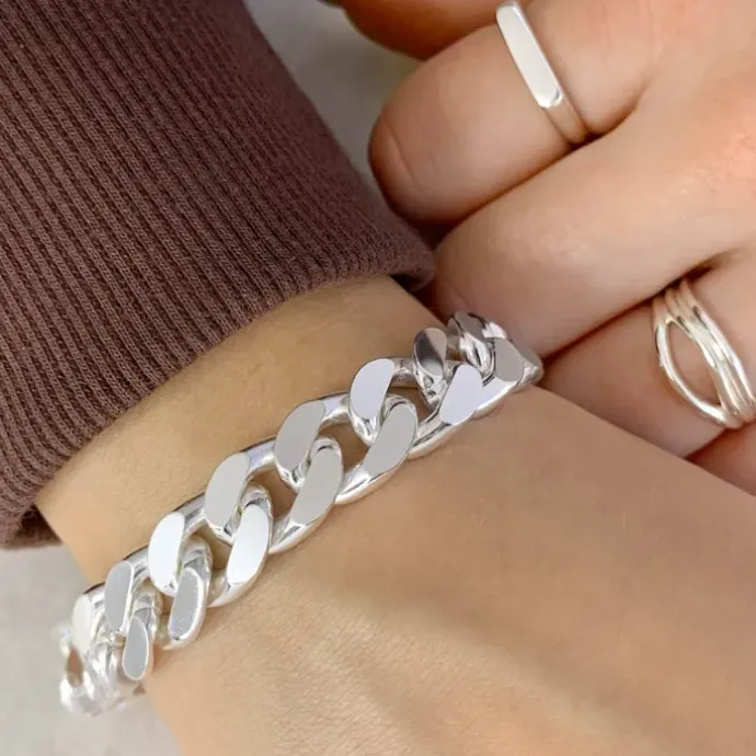 BNH panserarmbånd i sølv 21 cm x 12,0 mm