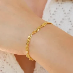 BNH singaporearmbånd i 8 karat guld 18,5 cm x 3,5 mm