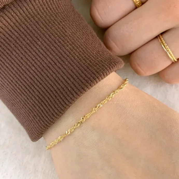 BNH singaporearmbånd i 14 karat guld 18,5 cm x 2,3 mm