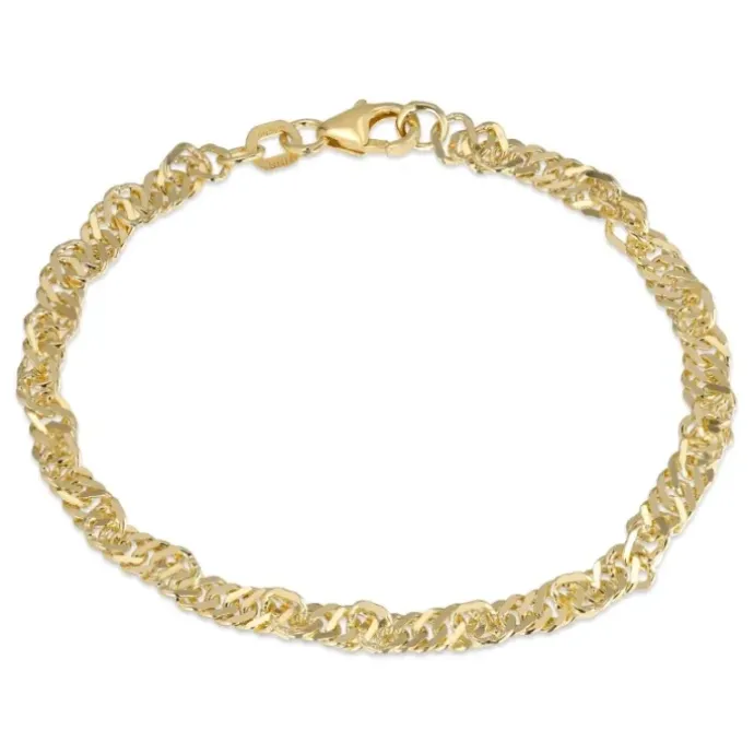 BNH singaporearmbånd i forgyldt sølv 21 cm x 3,5 mm