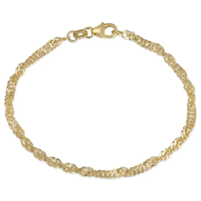 BNH singaporearmbånd i forgyldt sølv 17 cm x 2,9 mm