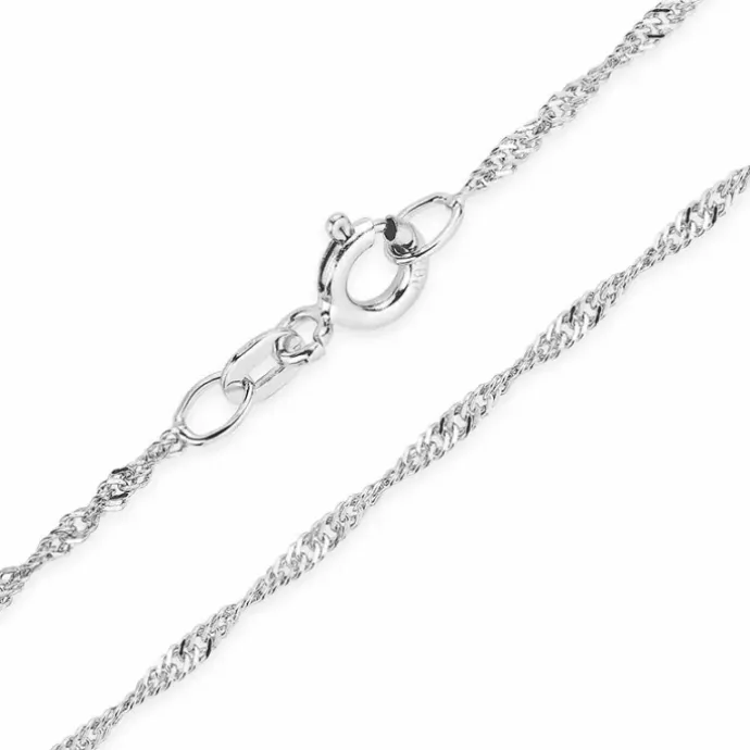 BNH singaporehalskæde i 14 karat hvidguld 42 cm x 1,5 mm