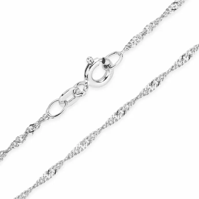 BNH singaporehalskæde i 14 karat hvidguld 50 cm x 1,5 mm