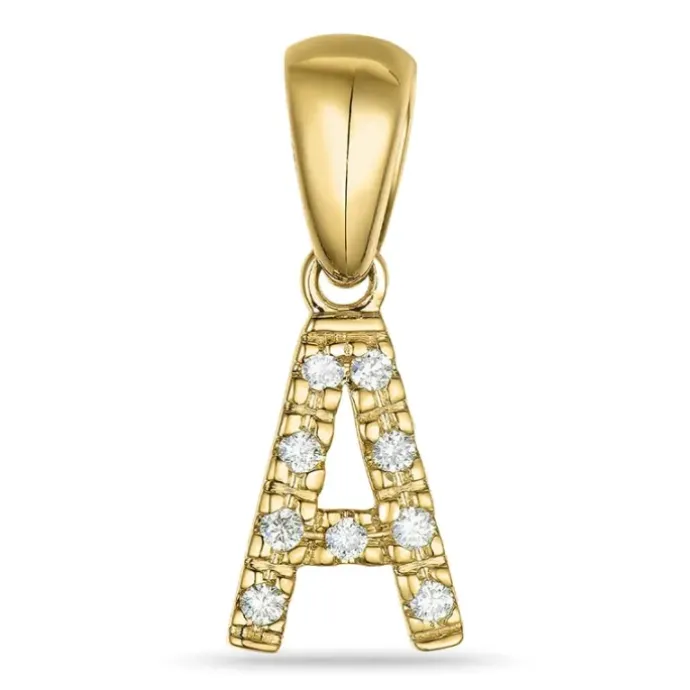 Bogstav A diamant vedhæng i 9 karat guld 0,05 ct