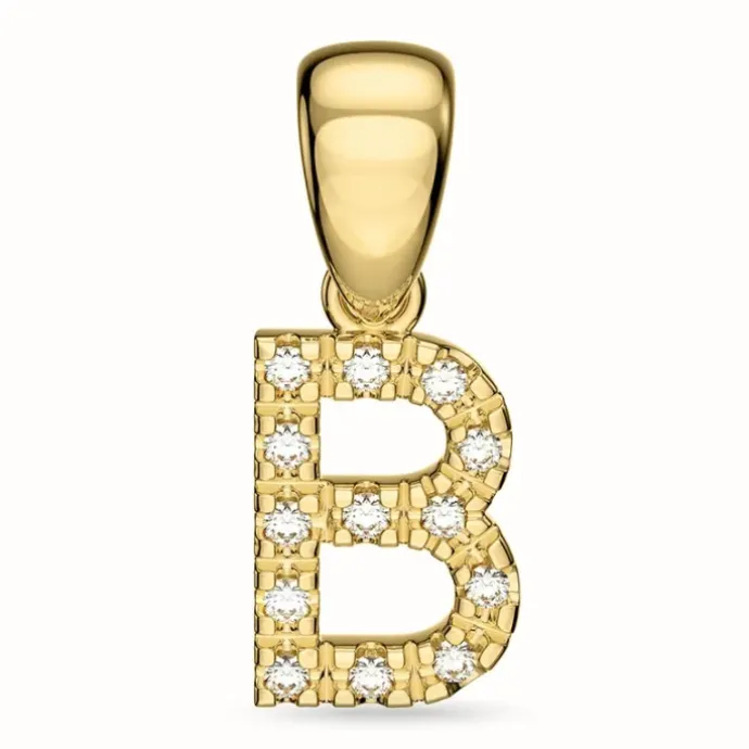Bogstav B diamant vedhæng i 9 karat guld 0,08 ct