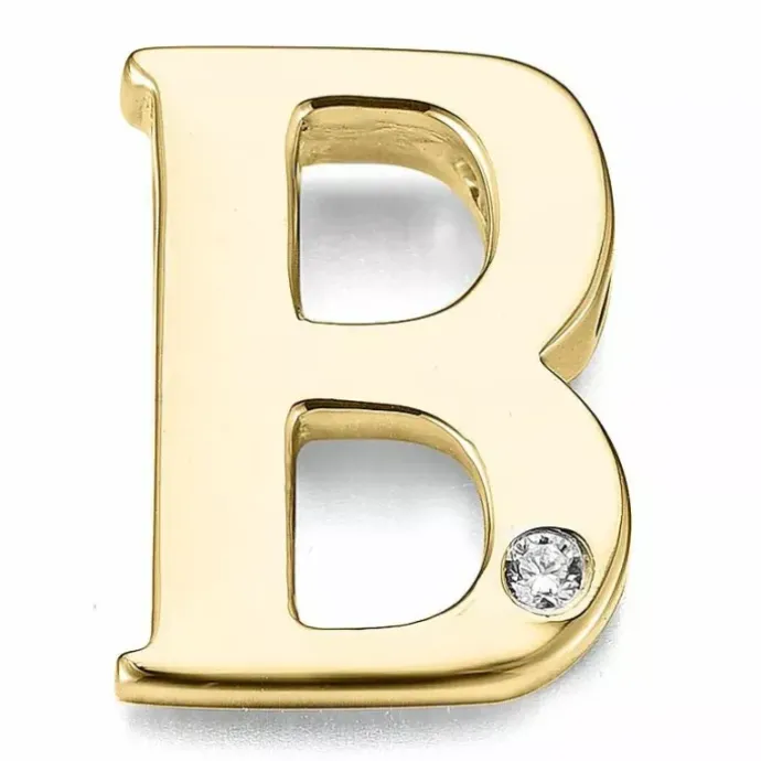 Bogstav b diamant vedhæng i 9 karat guld 0,01 ct