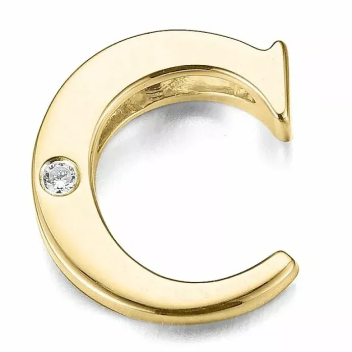 Bogstav c diamant vedhæng i 9 karat guld 0,01 ct