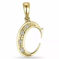 Bogstav c diamant vedhæng i 9 karat guld 0,02 ct