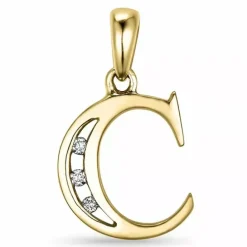 Bogstav C vedhæng i 14 karat guld 0,03 ct
