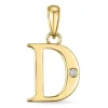 Bogstav D diamant vedhæng i 9 karat guld 0,01 ct