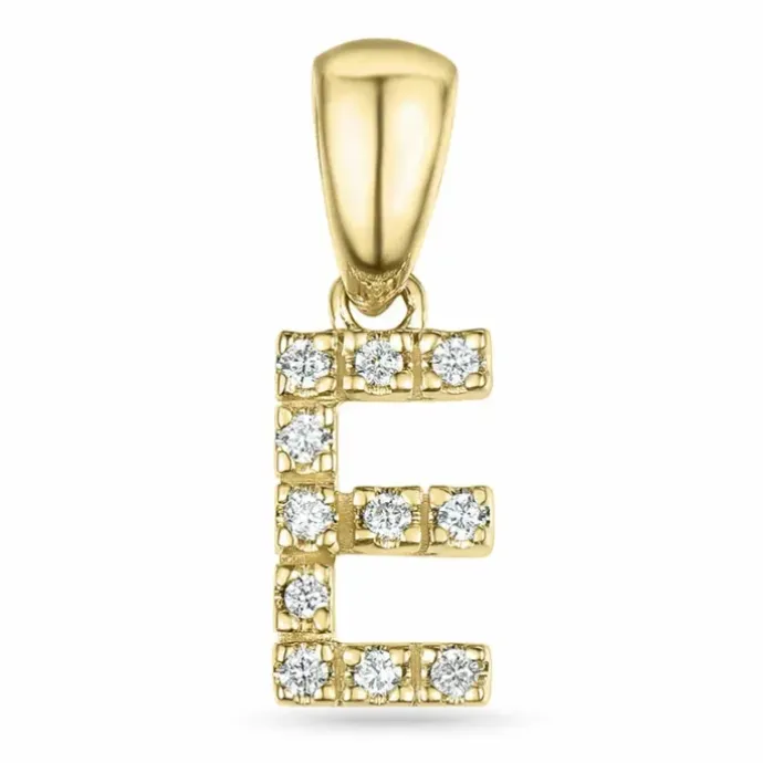 Bogstav E diamant vedhæng i 9 karat guld 0,071 ct