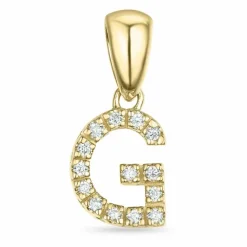 Bogstav G diamant vedhæng i 9 karat guld 0,074 ct