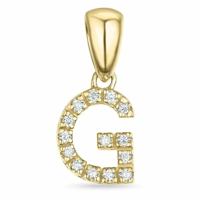 Bogstav G diamant vedhæng i 9 karat guld 0,074 ct