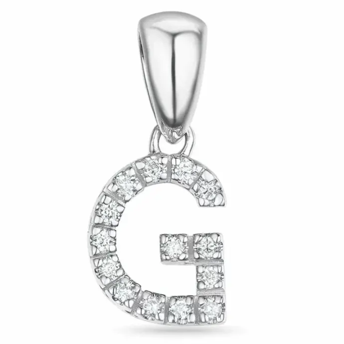 Bogstav G diamant vedhæng i 9 karat hvidguld 0,074 ct
