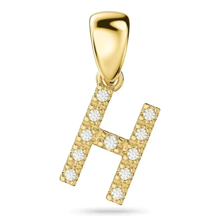Bogstav H diamant vedhæng i 9 karat guld 0,07 ct