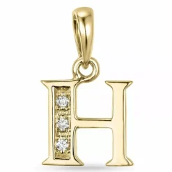 Bogstav h diamant vedhæng i 9 karat guld 0,02 ct