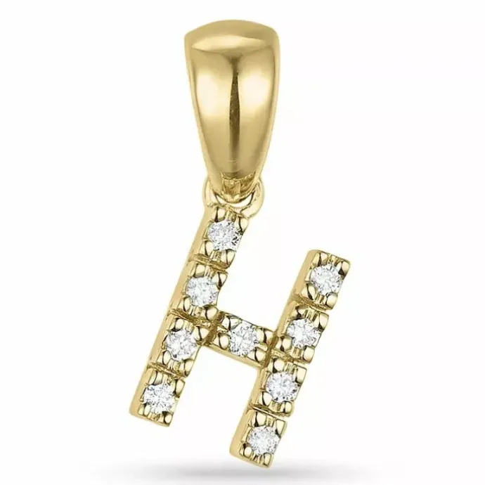 Bogstav h diamant vedhæng i 9 karat guld 0,05 ct