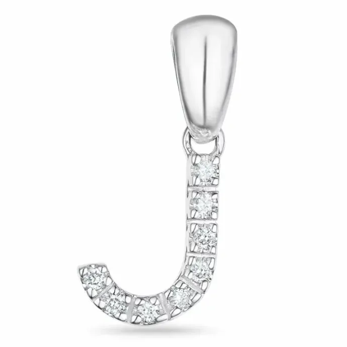 Bogstav J diamant vedhæng i 9 karat hvidguld 0,071 ct