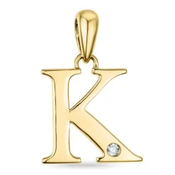 Bogstav K diamant vedhæng i 9 karat guld 0,01 ct